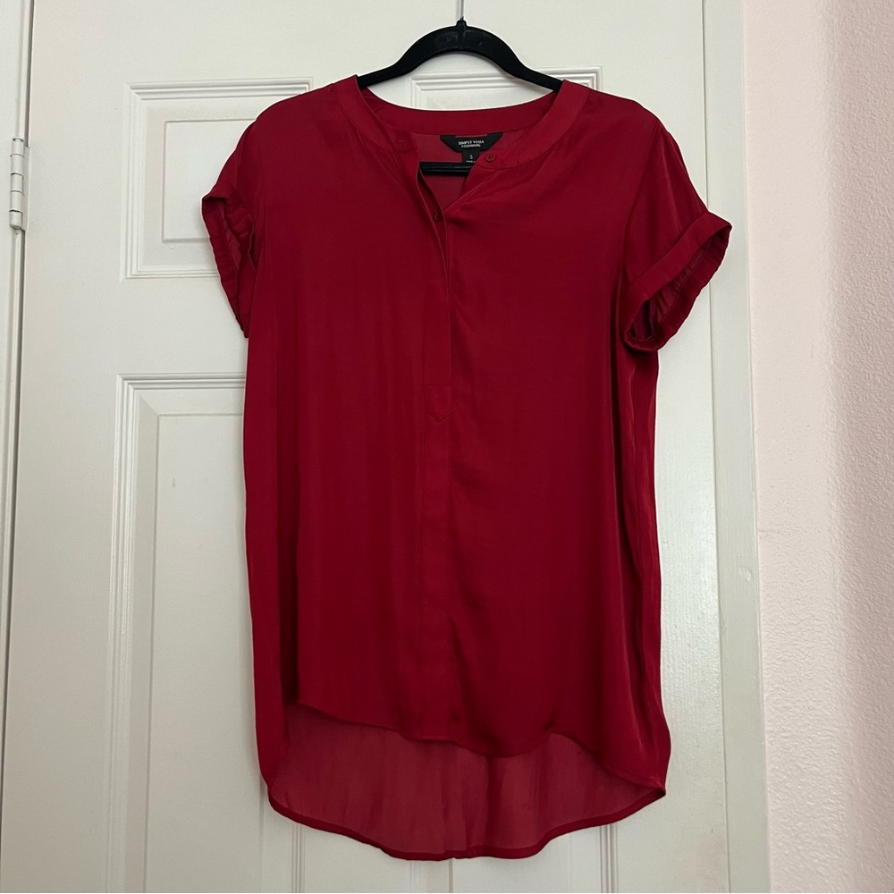 Vera Wang Silk Burnt Orange/ Red Short Sleeve Blouse